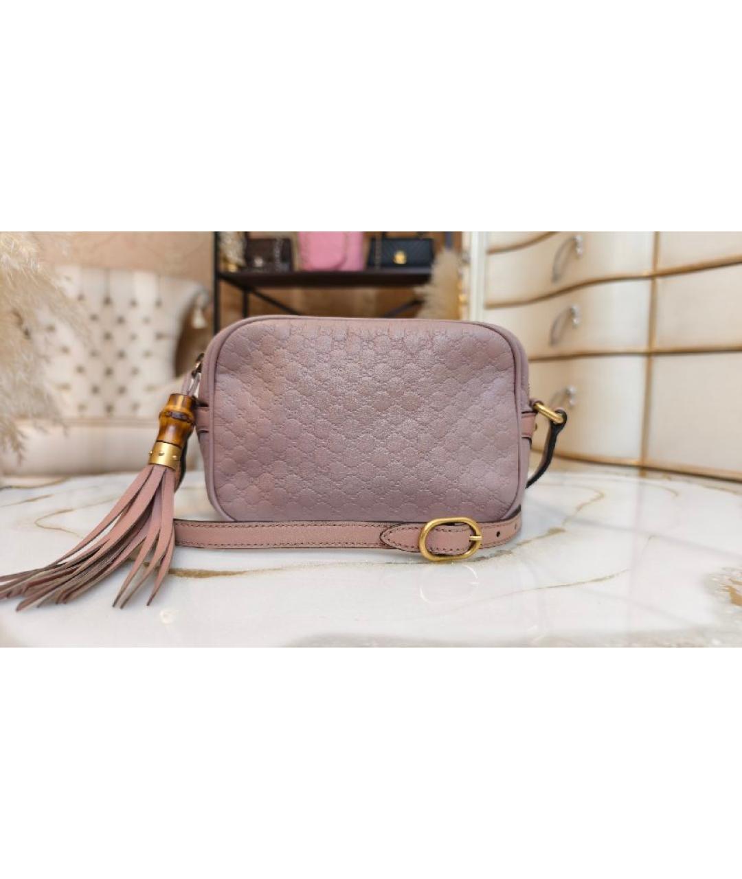GUCCI Розовая кожаная сумка через плечо, фото 2