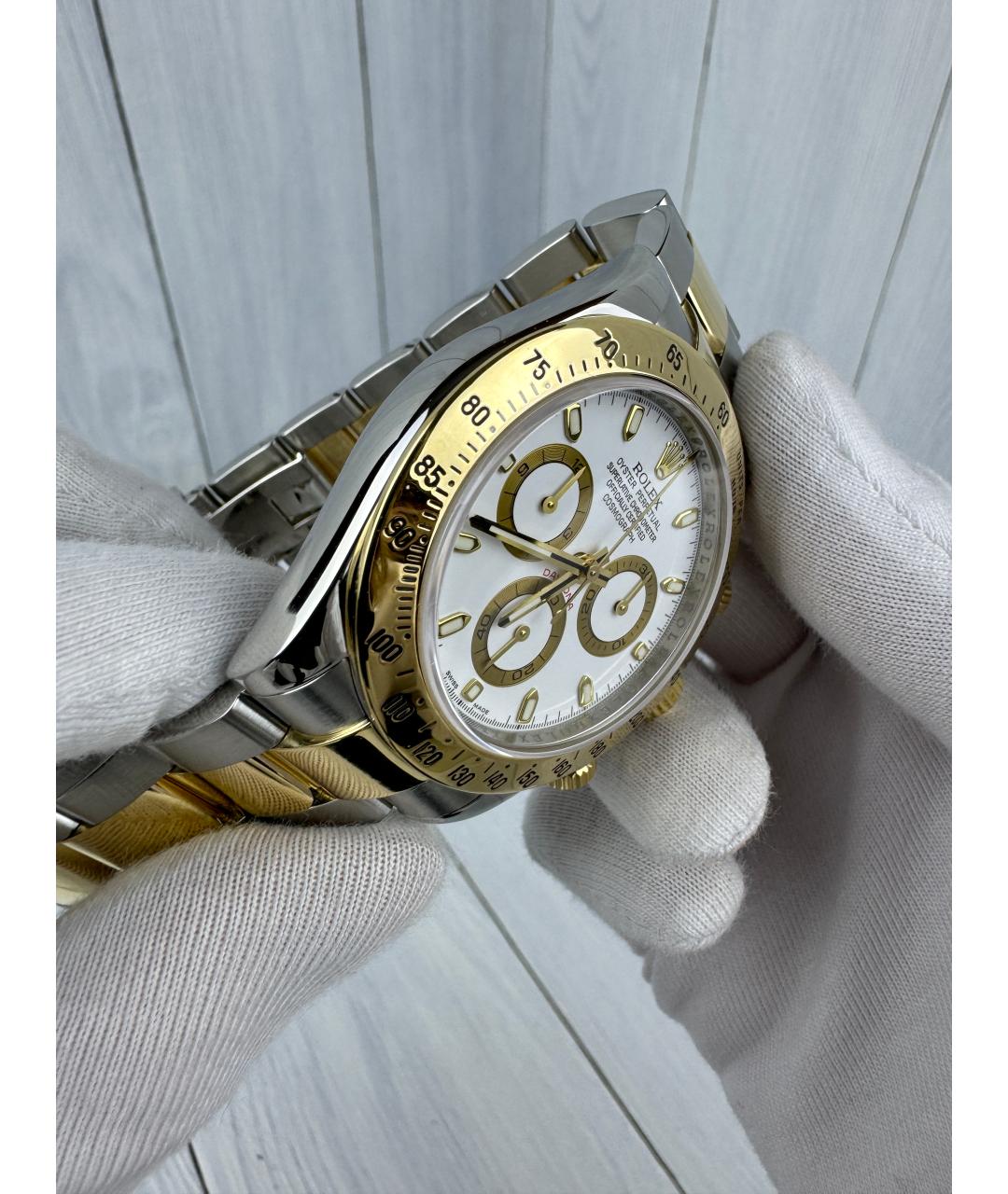 ROLEX Белые часы из желтого золота, фото 5