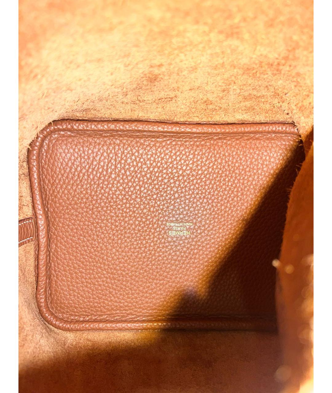 HERMES Коричневая кожаная сумка с короткими ручками, фото 5