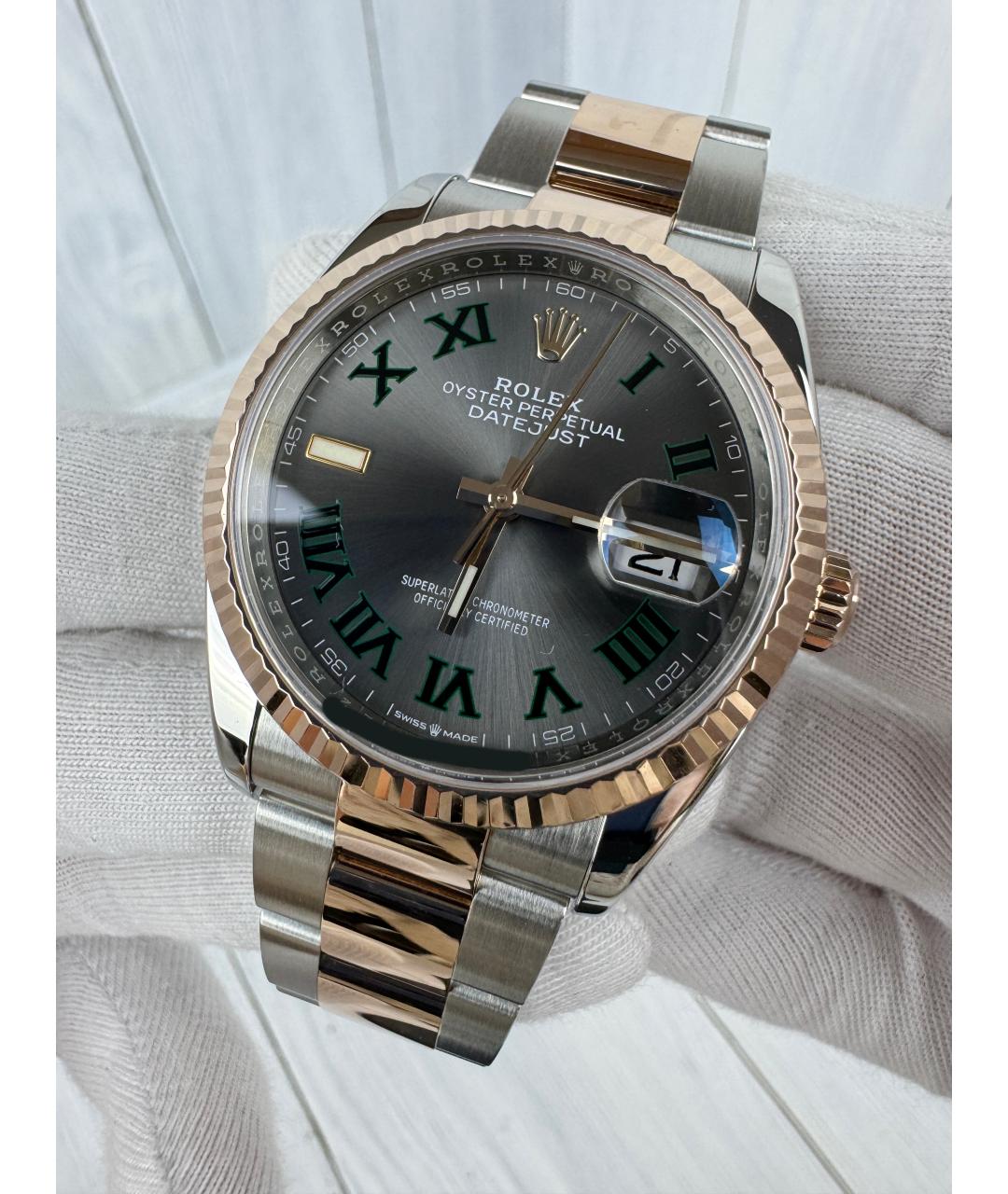 ROLEX Серые часы из розового золота, фото 4