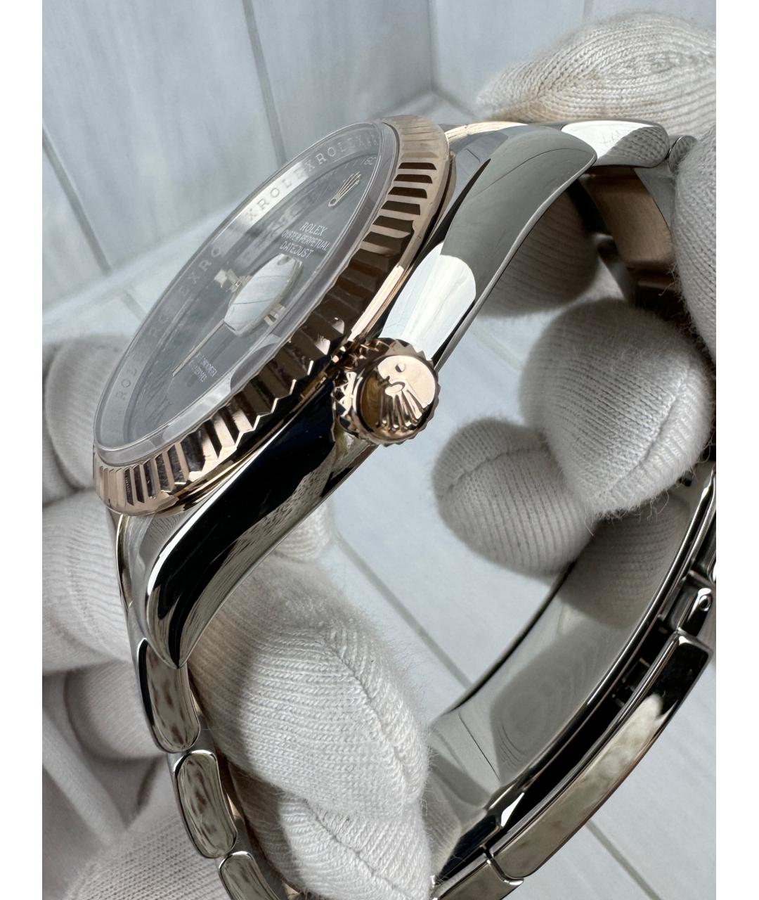 ROLEX Серые часы из розового золота, фото 5