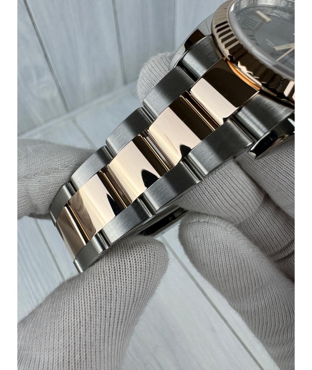 ROLEX Серые часы из розового золота, фото 8