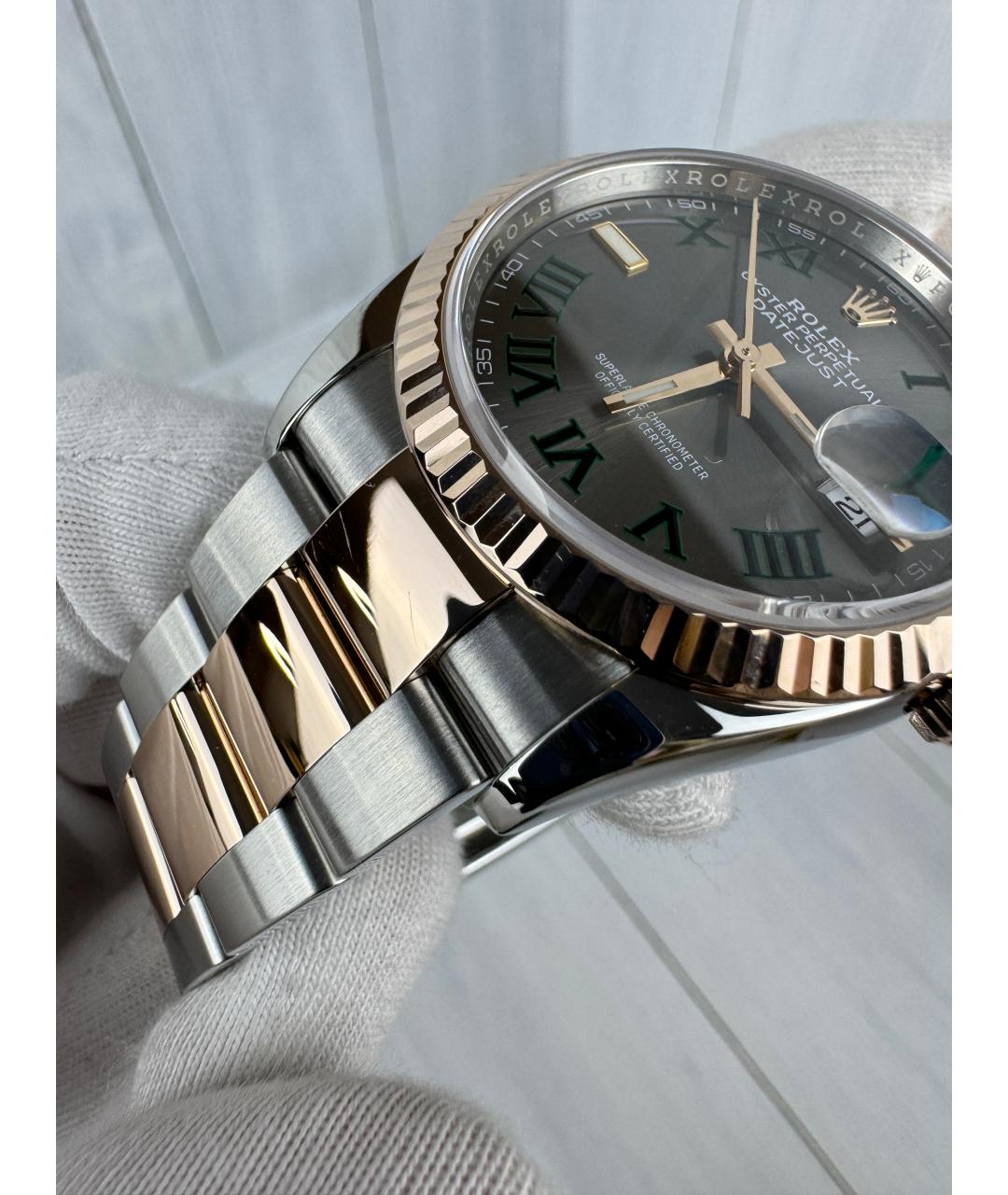 ROLEX Серые часы из розового золота, фото 7