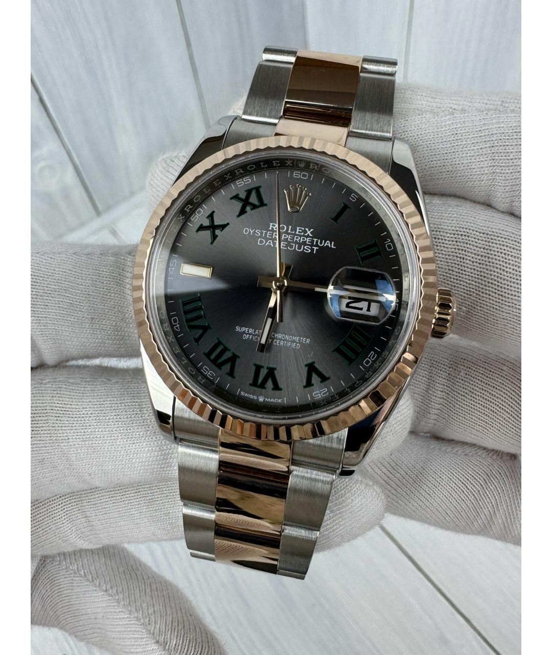 ROLEX Серые часы из розового золота, фото 3