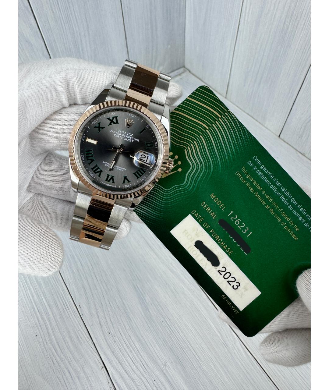 ROLEX Серые часы из розового золота, фото 2