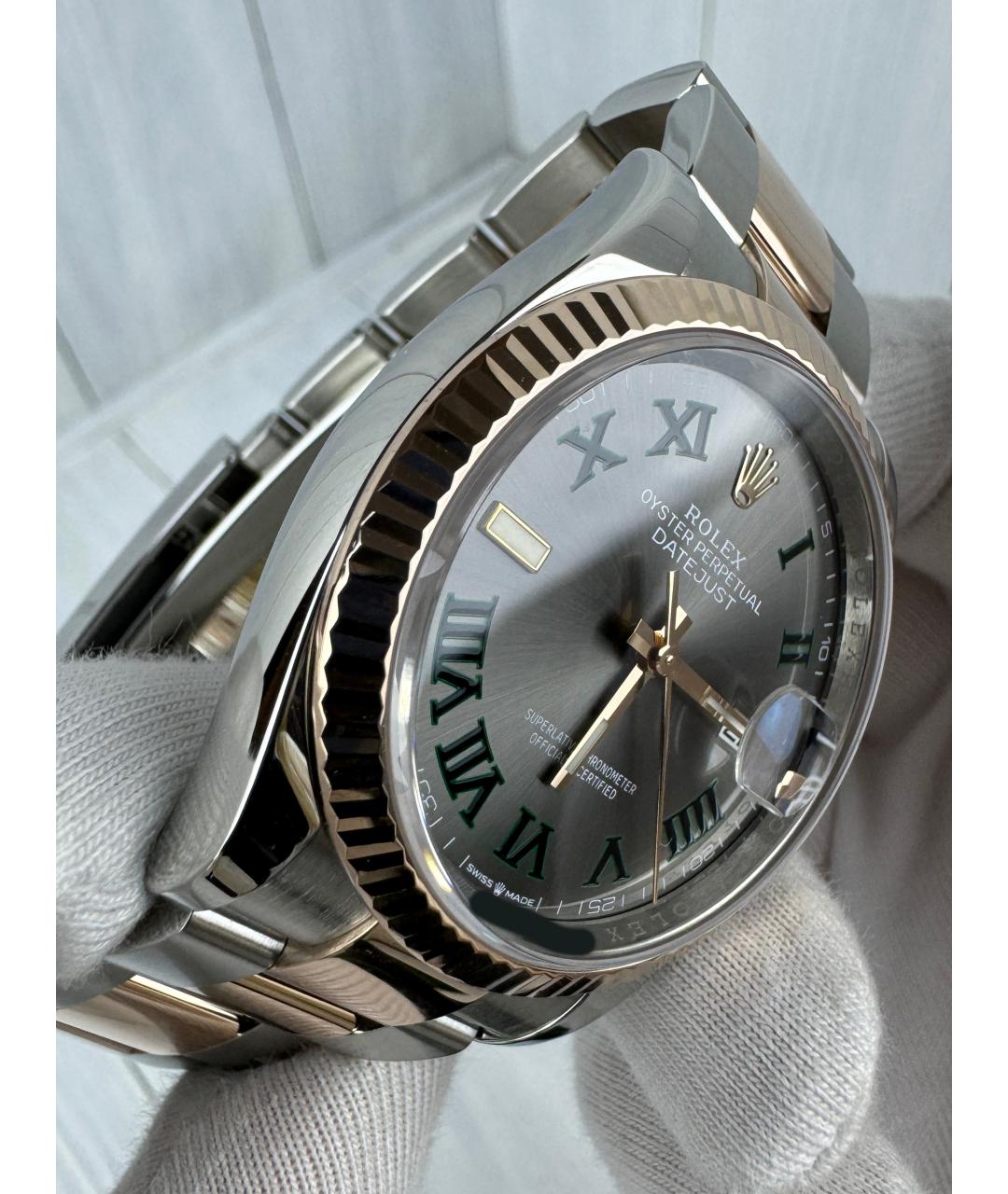 ROLEX Серые часы из розового золота, фото 6