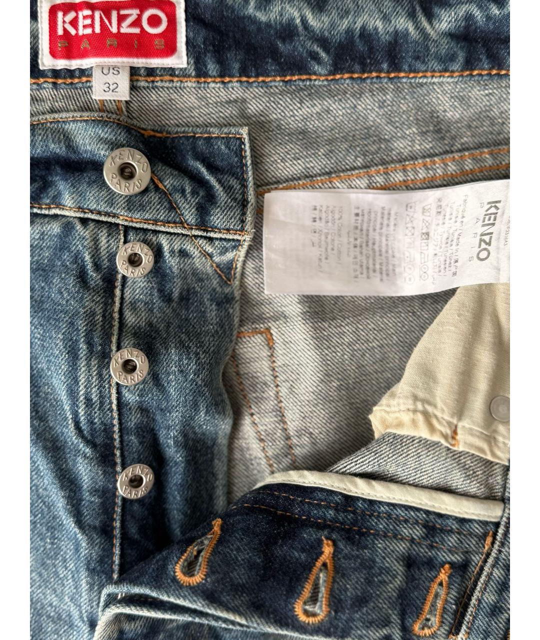 KENZO Темно-синие хлопковые прямые джинсы, фото 4