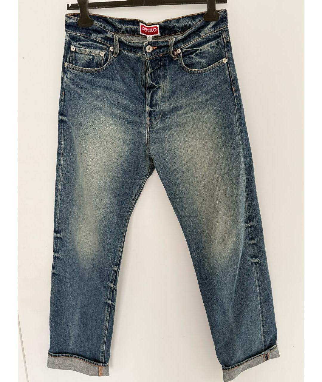 KENZO Темно-синие хлопковые прямые джинсы, фото 8