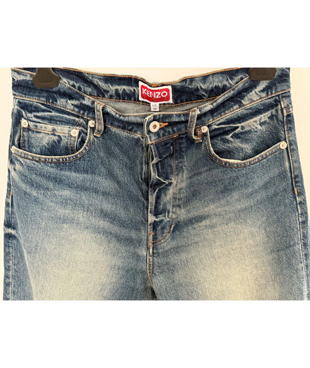 KENZO Темно-синие хлопковые прямые джинсы, фото 3