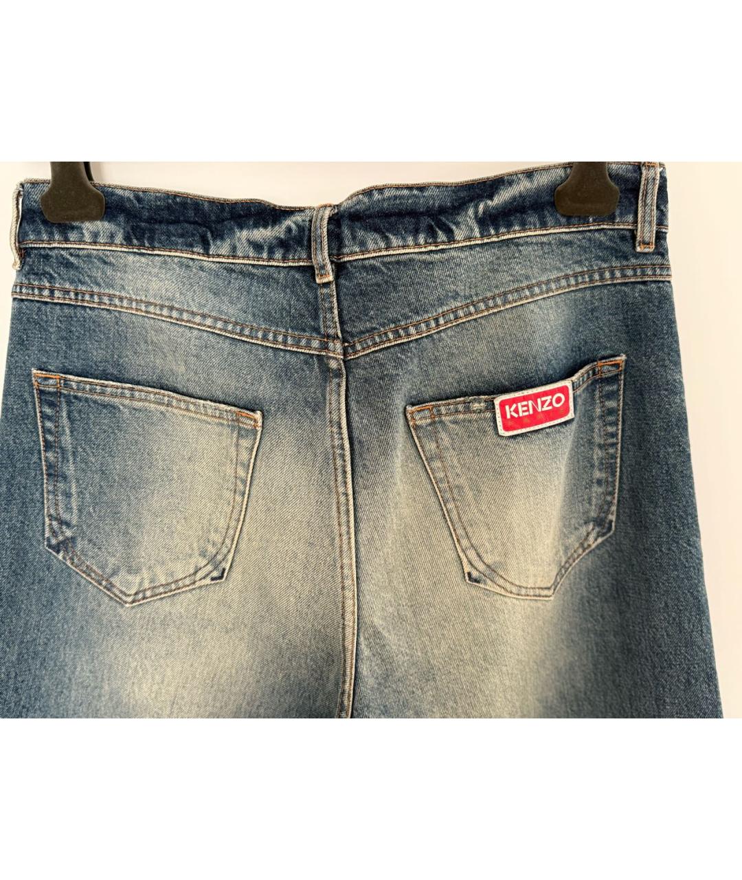KENZO Темно-синие хлопковые прямые джинсы, фото 5