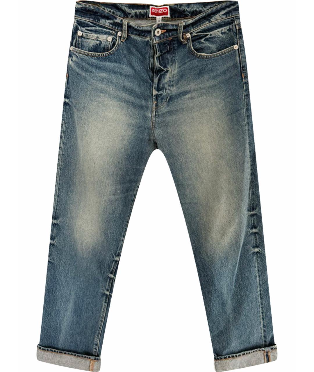 KENZO Темно-синие хлопковые прямые джинсы, фото 1
