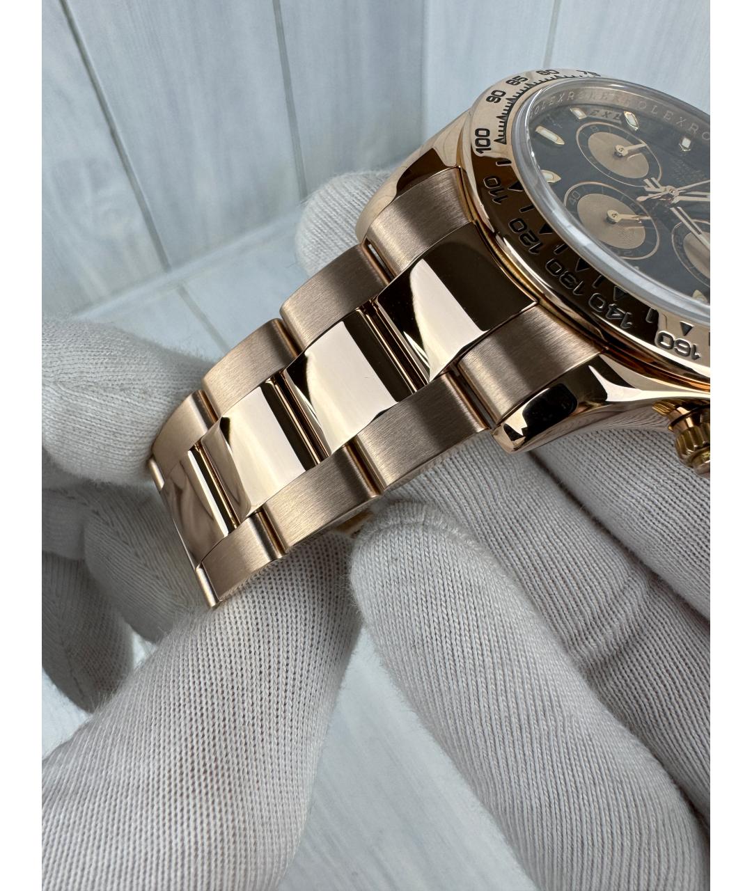 ROLEX Черные часы из розового золота, фото 6