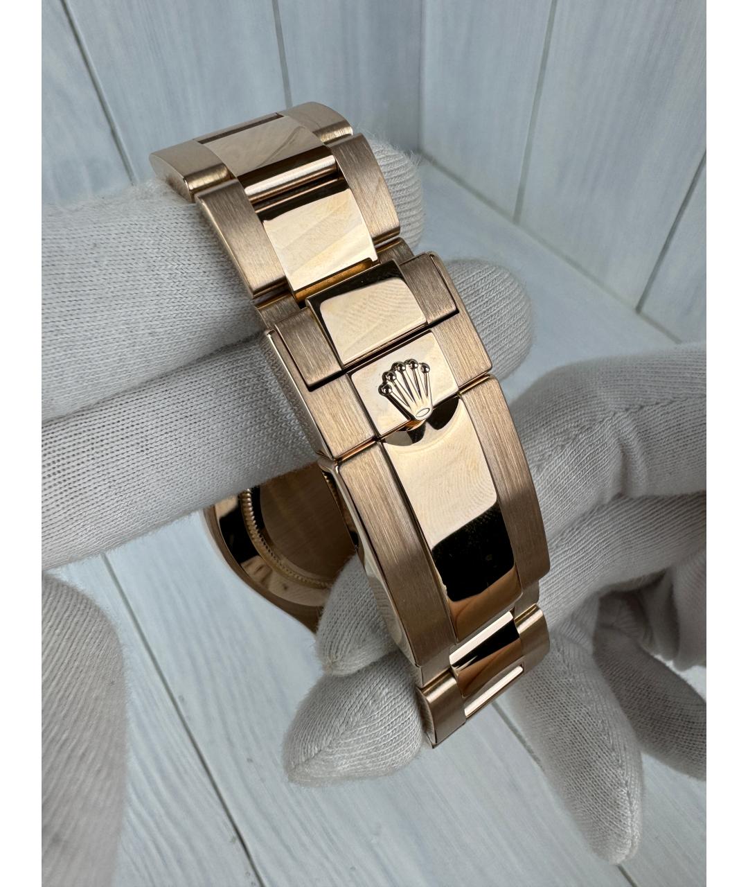 ROLEX Черные часы из розового золота, фото 8