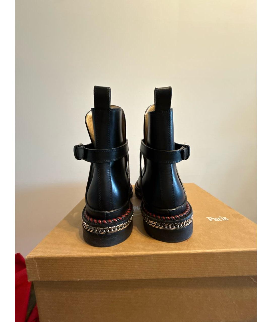 CHRISTIAN LOUBOUTIN Черные кожаные ботинки, фото 4