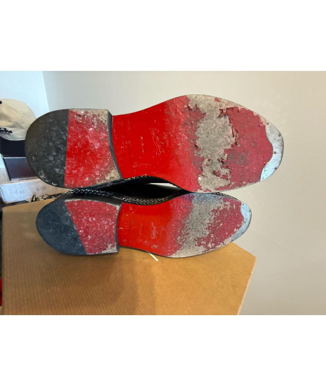 CHRISTIAN LOUBOUTIN Черные кожаные ботинки, фото 6