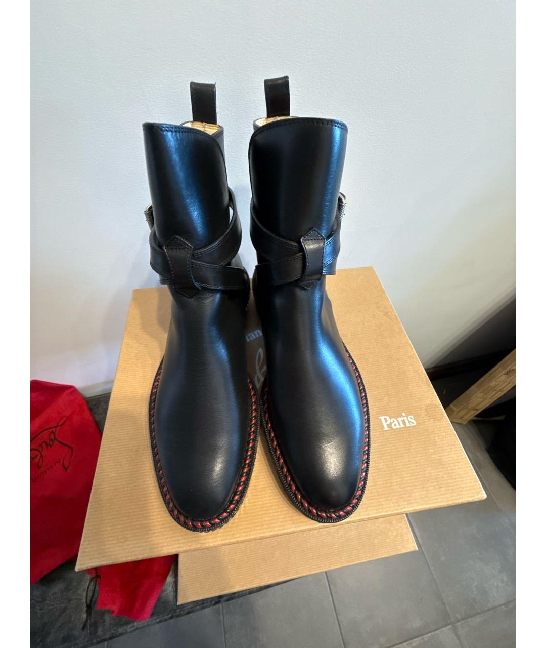 CHRISTIAN LOUBOUTIN Черные кожаные ботинки, фото 2