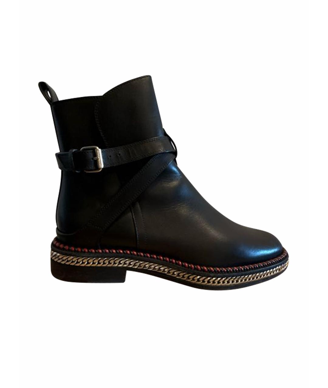 CHRISTIAN LOUBOUTIN Черные кожаные ботинки, фото 1