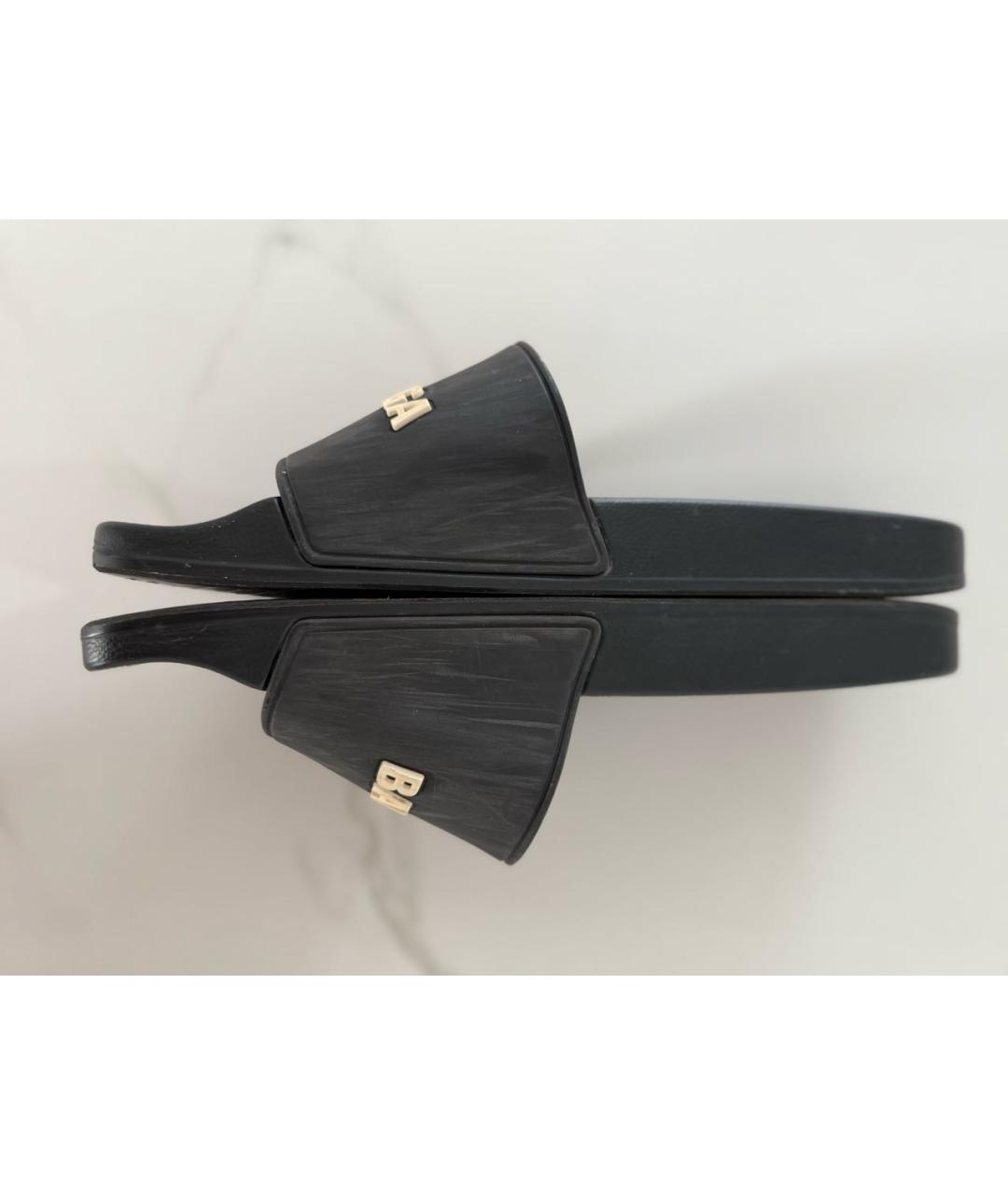 BALENCIAGA Черные резиновые шлепанцы, фото 5