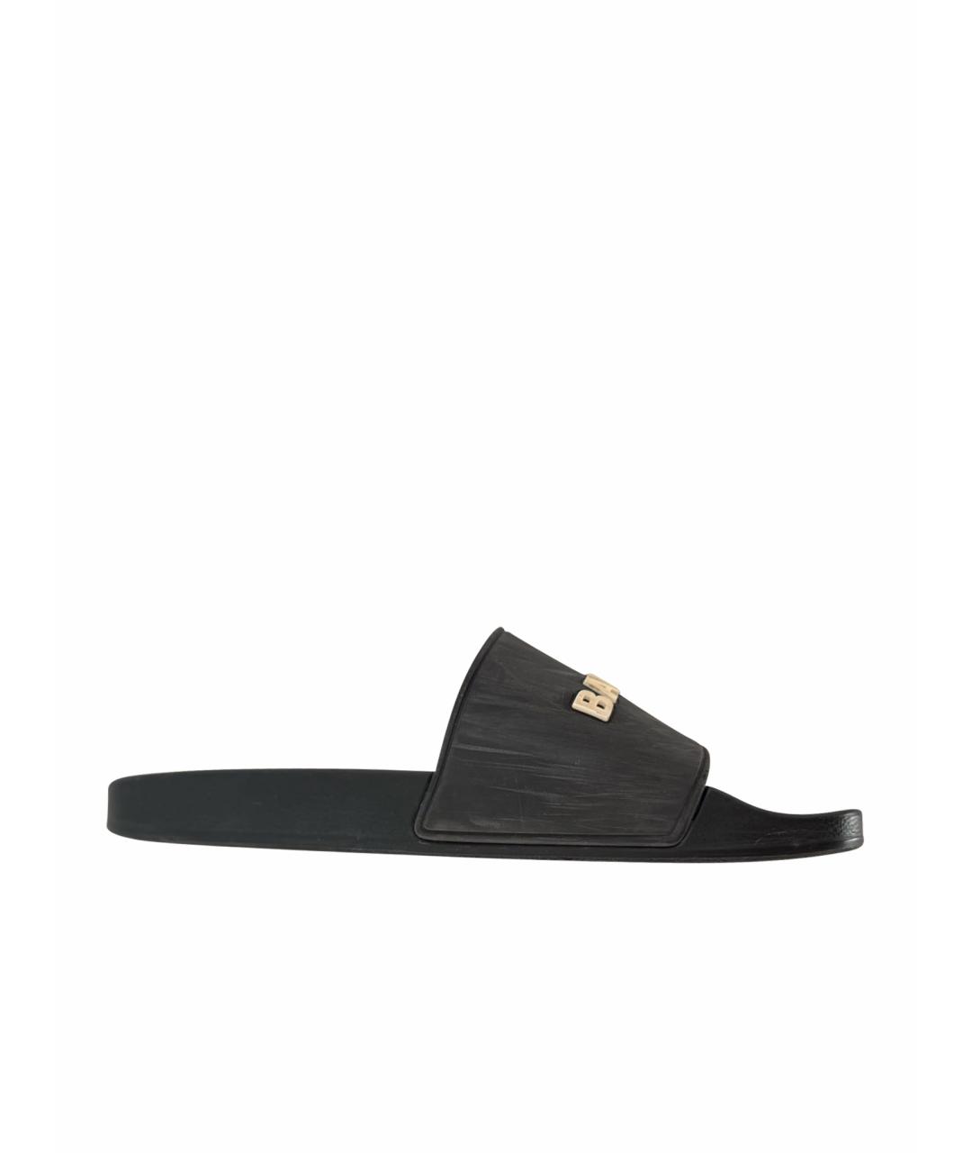 BALENCIAGA Черные резиновые шлепанцы, фото 1