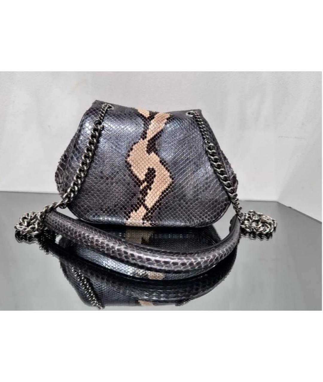 ALEXANDER MCQUEEN Антрацитовая сумка через плечо из экзотической кожи, фото 3