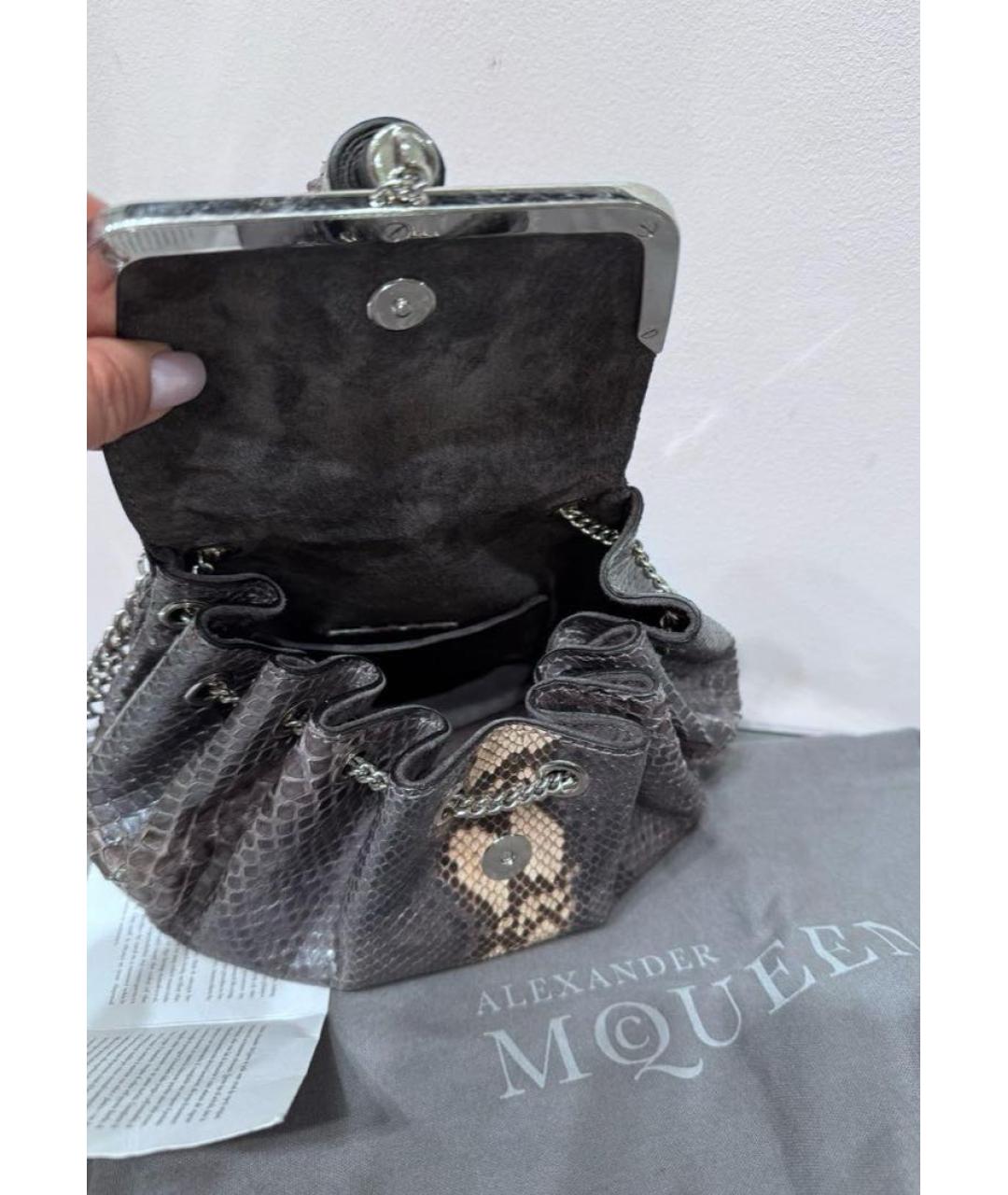 ALEXANDER MCQUEEN Антрацитовая сумка через плечо из экзотической кожи, фото 5