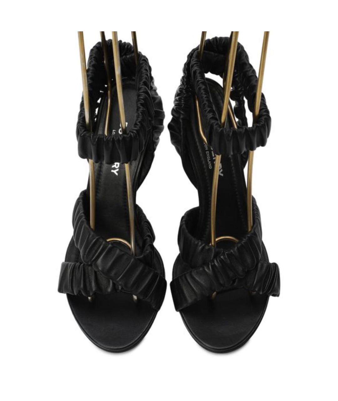 BURBERRY Черные кожаные босоножки, фото 2