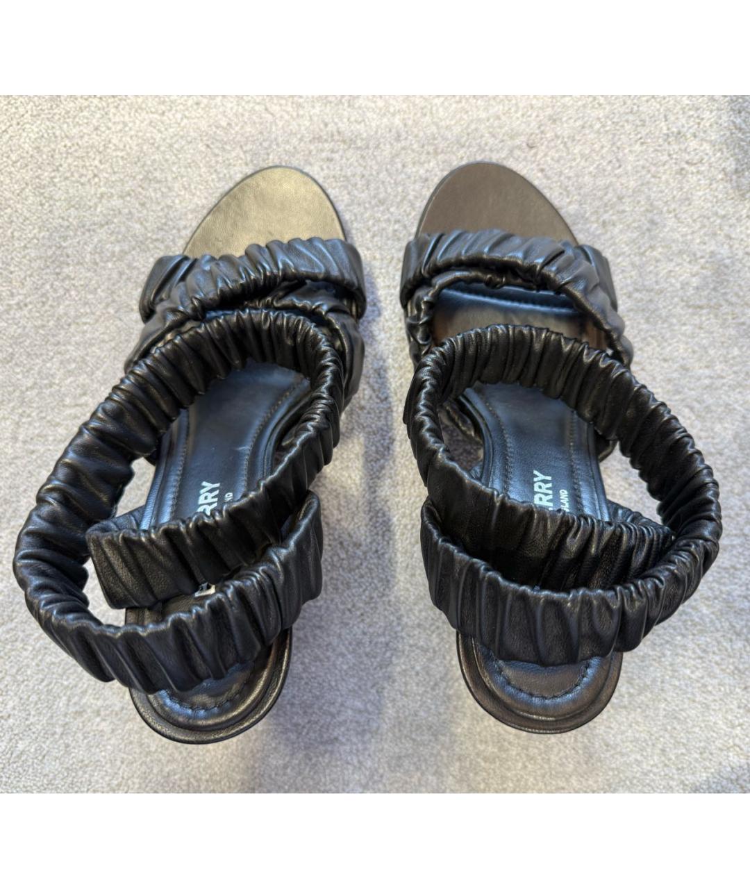 BURBERRY Черные кожаные босоножки, фото 3