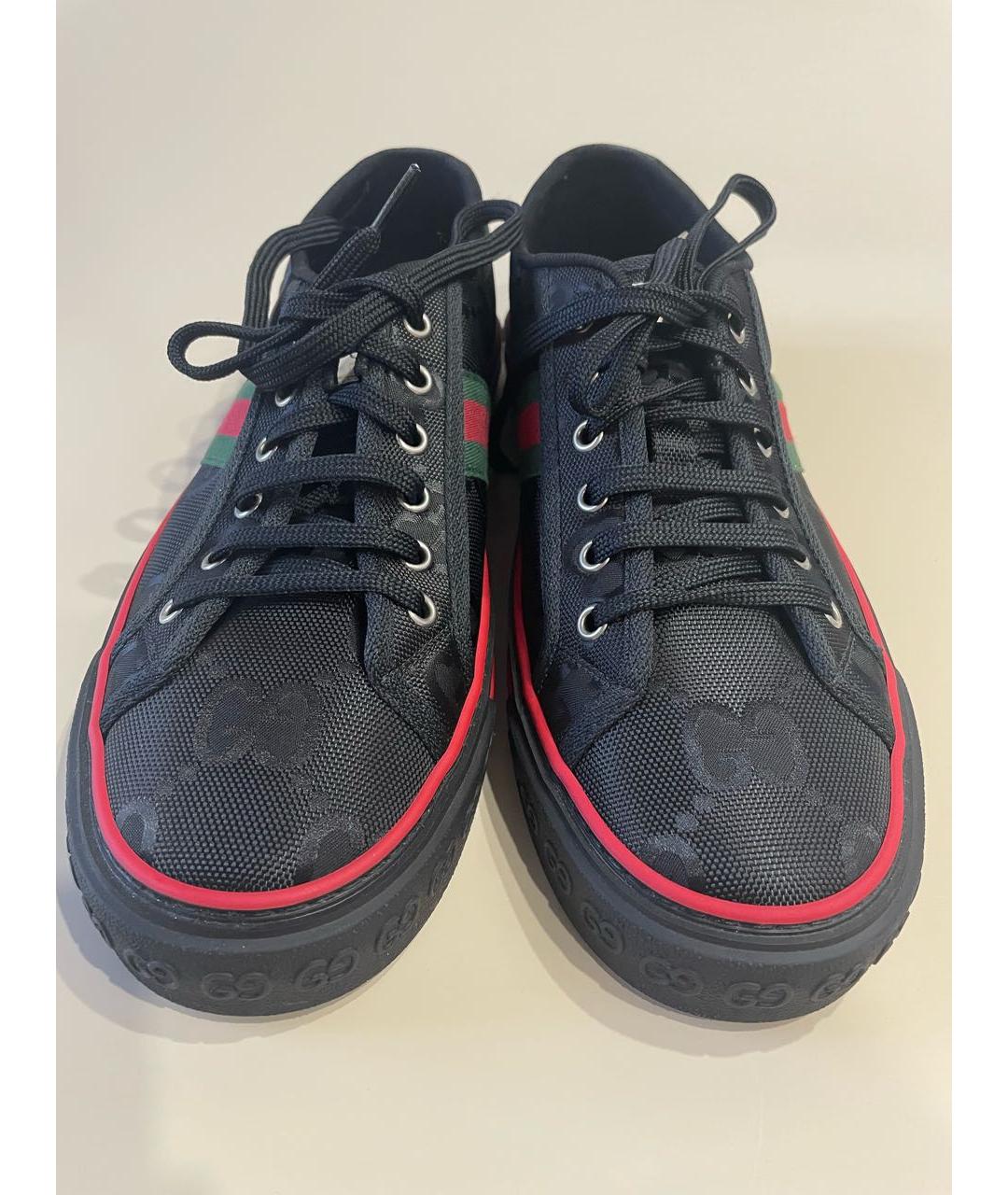 GUCCI Черные текстильные низкие кроссовки / кеды, фото 2