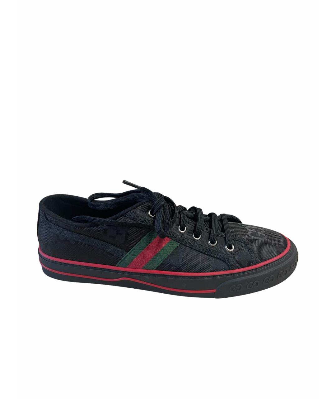 GUCCI Черные текстильные низкие кроссовки / кеды, фото 1
