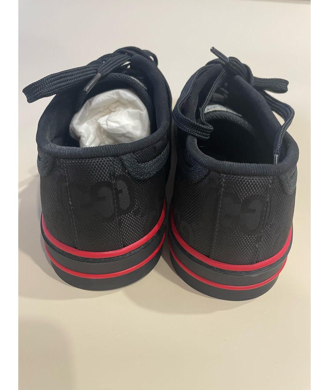 GUCCI Черные текстильные низкие кроссовки / кеды, фото 4