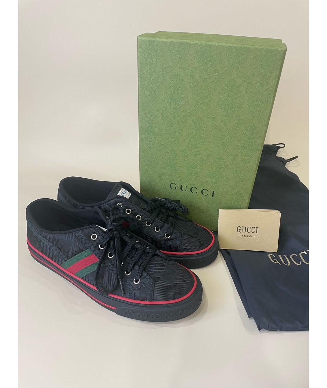 GUCCI Черные текстильные низкие кроссовки / кеды, фото 5
