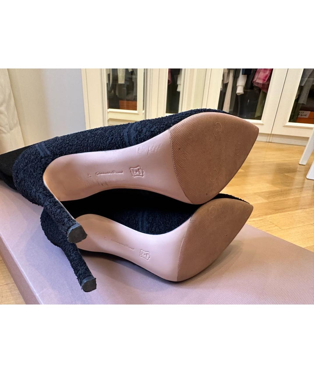 GIANVITO ROSSI Черные текстильные ботфорты, фото 5