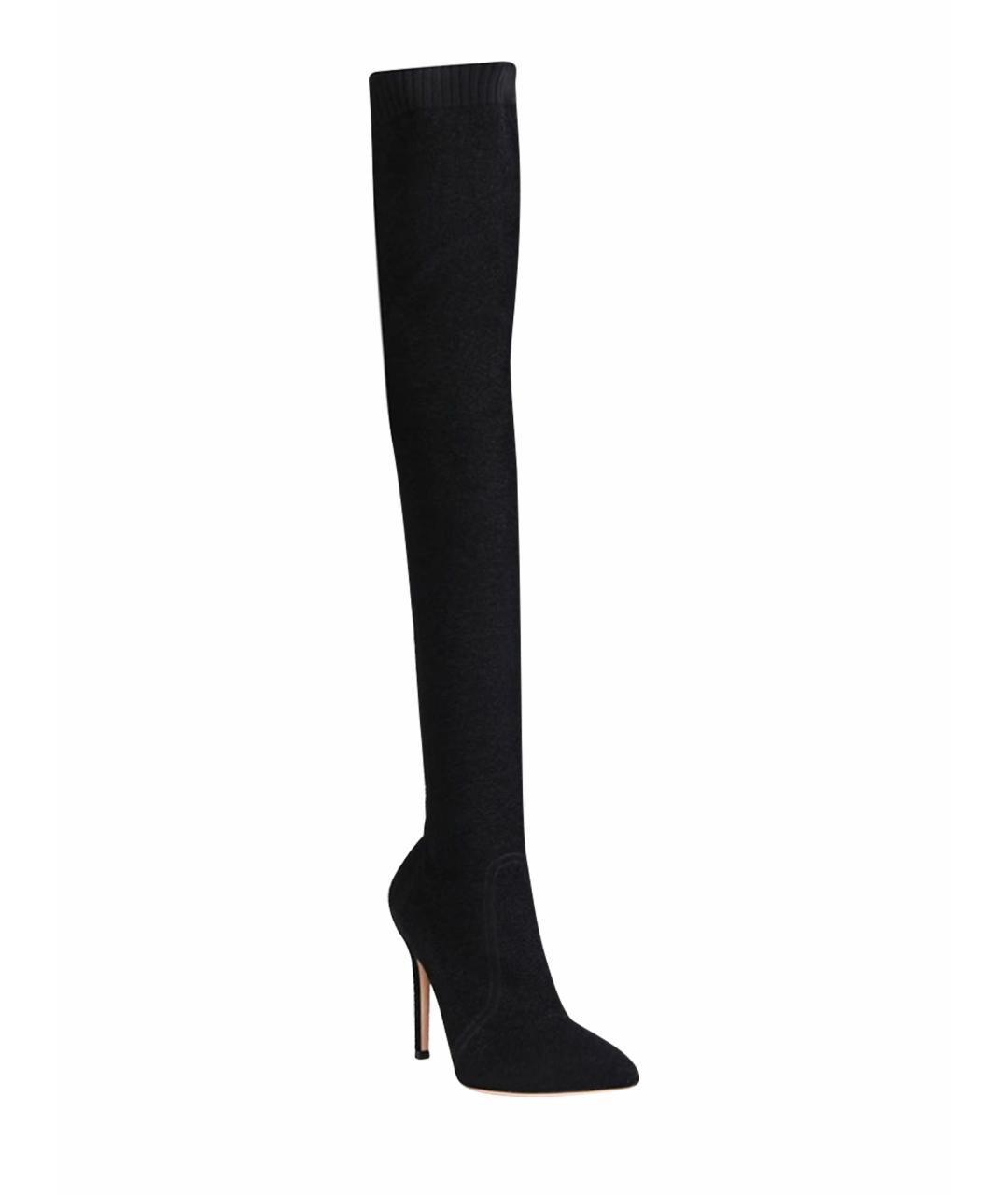 GIANVITO ROSSI Черные текстильные ботфорты, фото 1