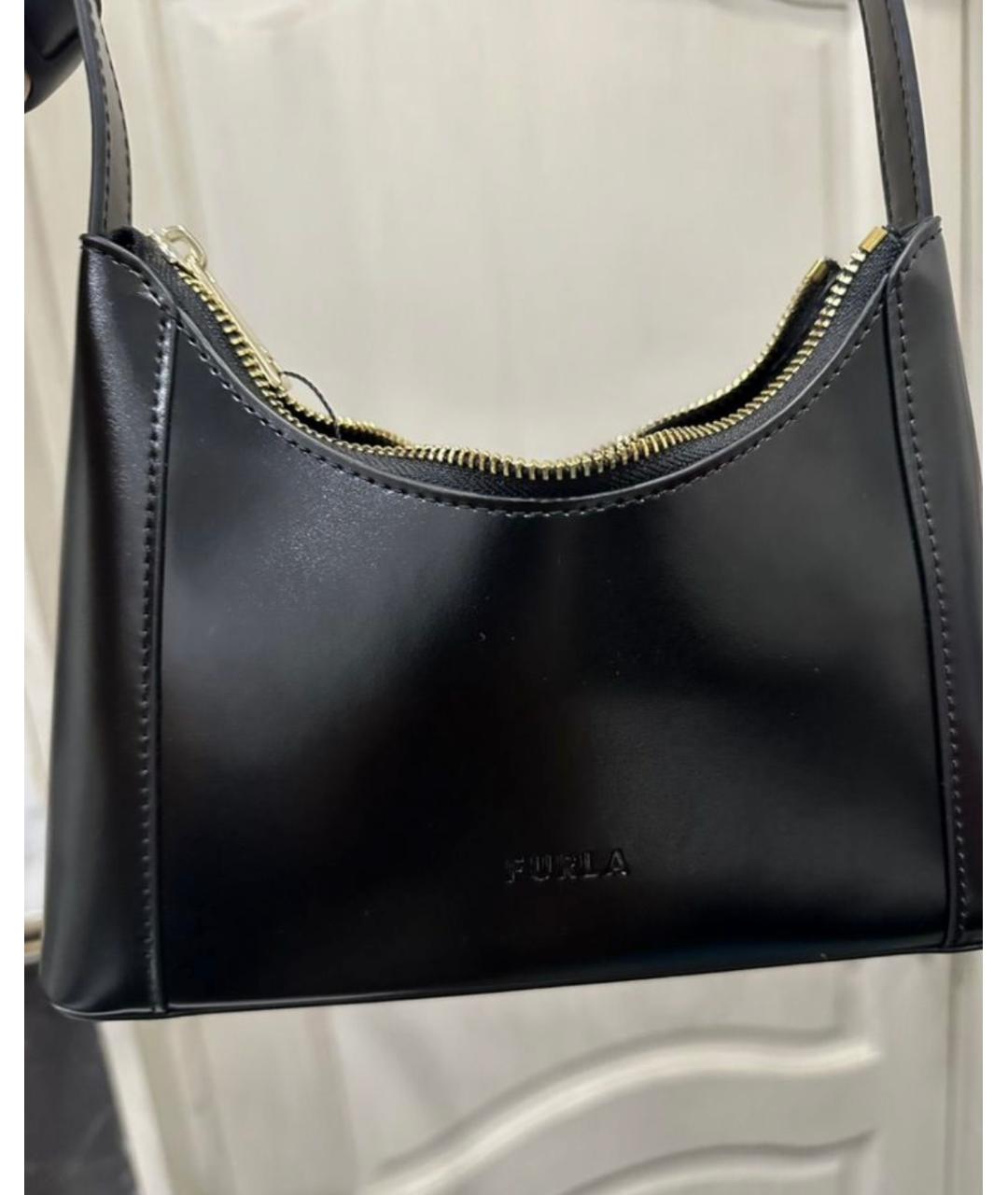 FURLA Черная кожаная сумка с короткими ручками, фото 3