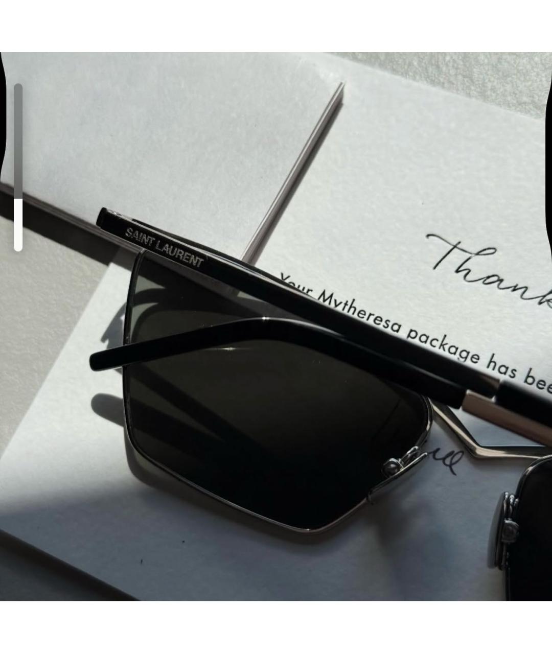 SAINT LAURENT Черные металлические солнцезащитные очки, фото 5