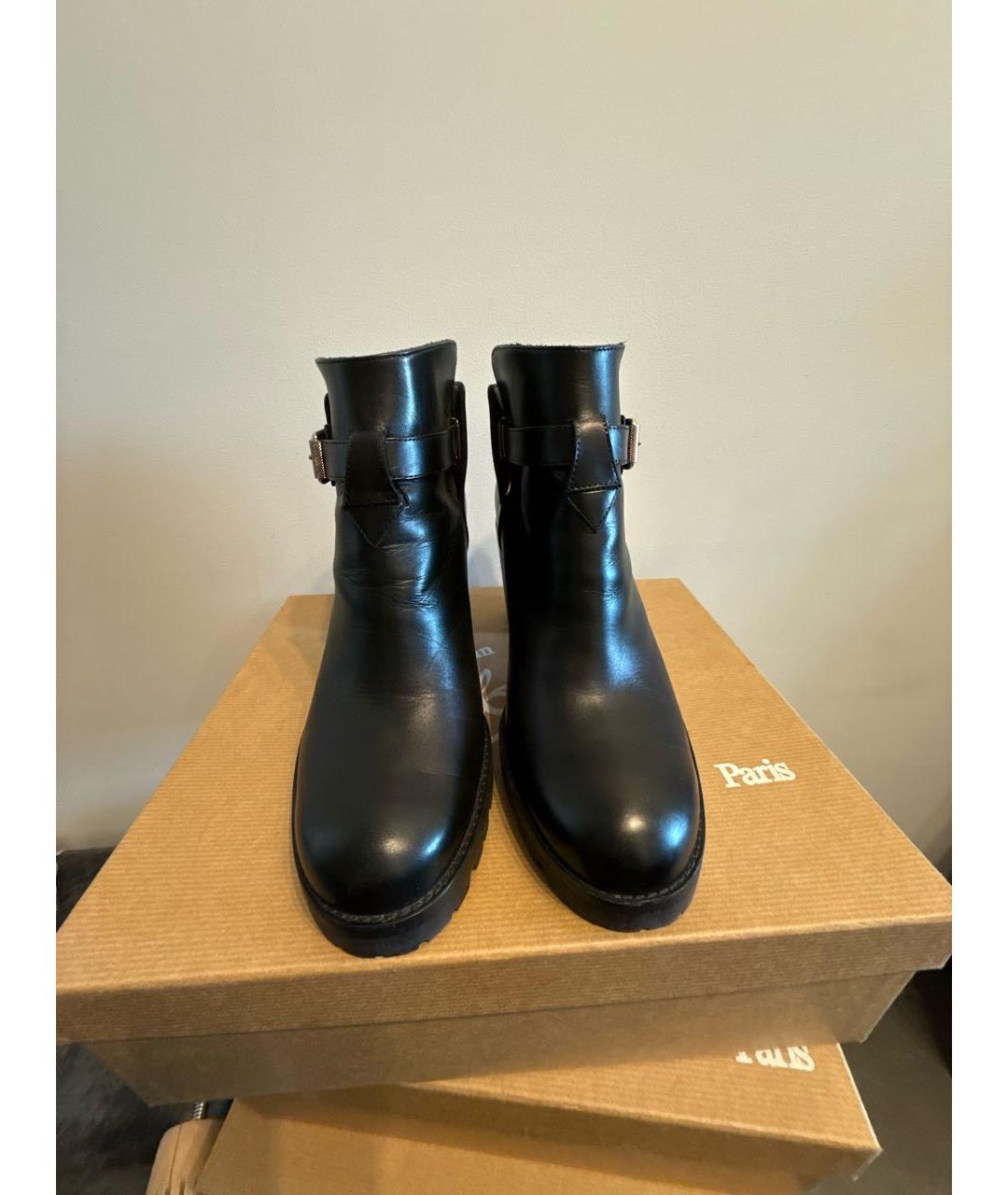 CHRISTIAN LOUBOUTIN Черные кожаные ботинки, фото 2