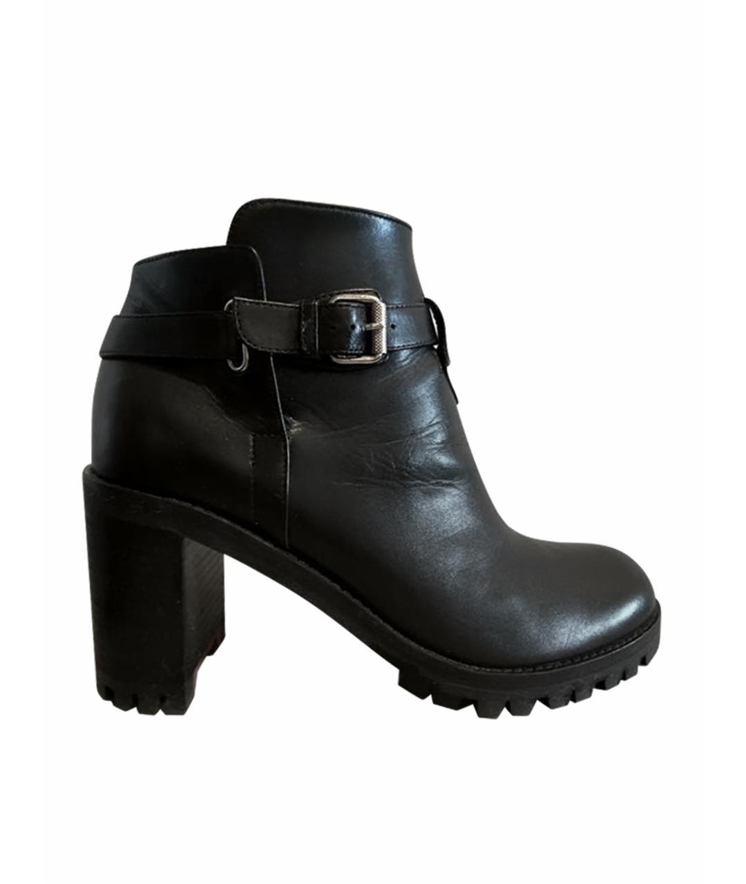 CHRISTIAN LOUBOUTIN Черные кожаные ботинки, фото 1