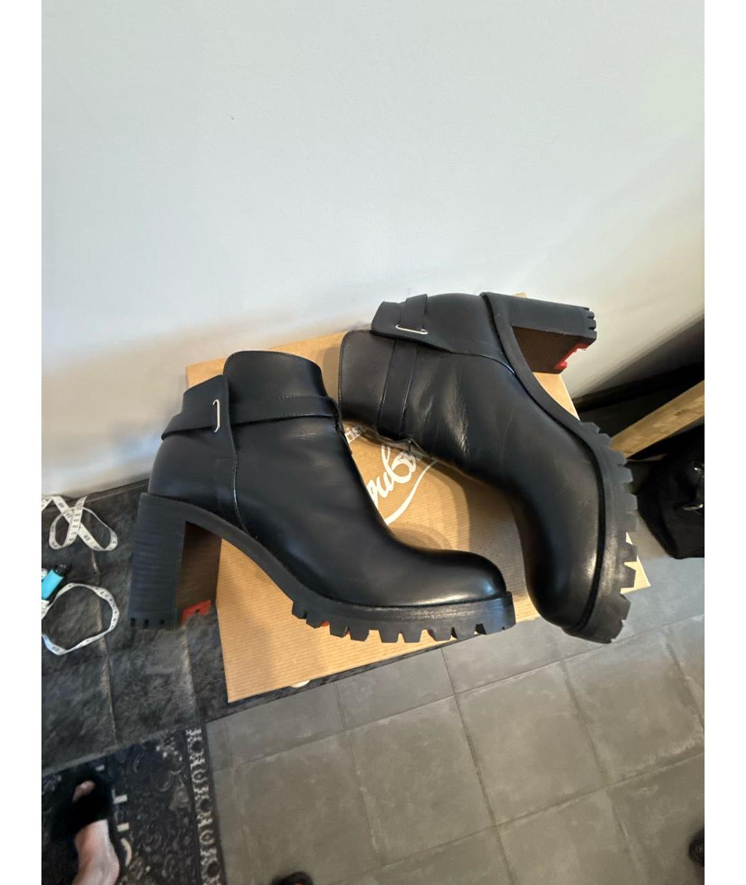 CHRISTIAN LOUBOUTIN Черные кожаные ботинки, фото 5
