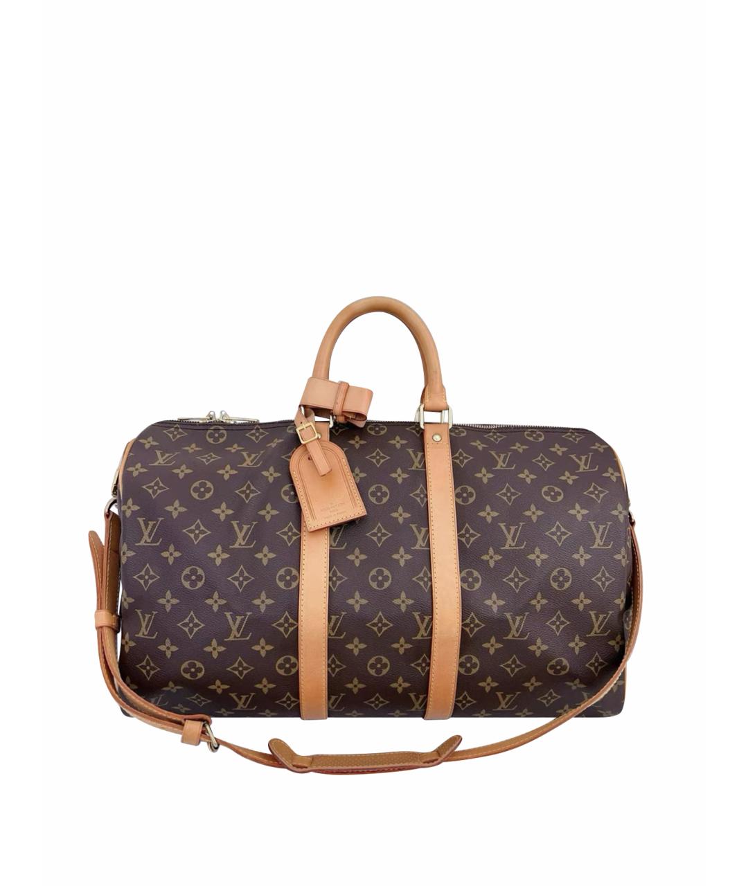 LOUIS VUITTON Коричневая кожаная дорожная/спортивная сумка, фото 1