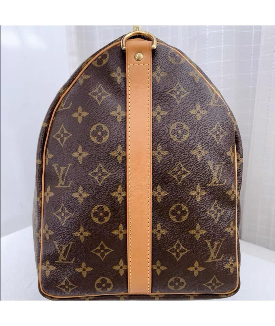 LOUIS VUITTON Коричневая кожаная дорожная/спортивная сумка, фото 3