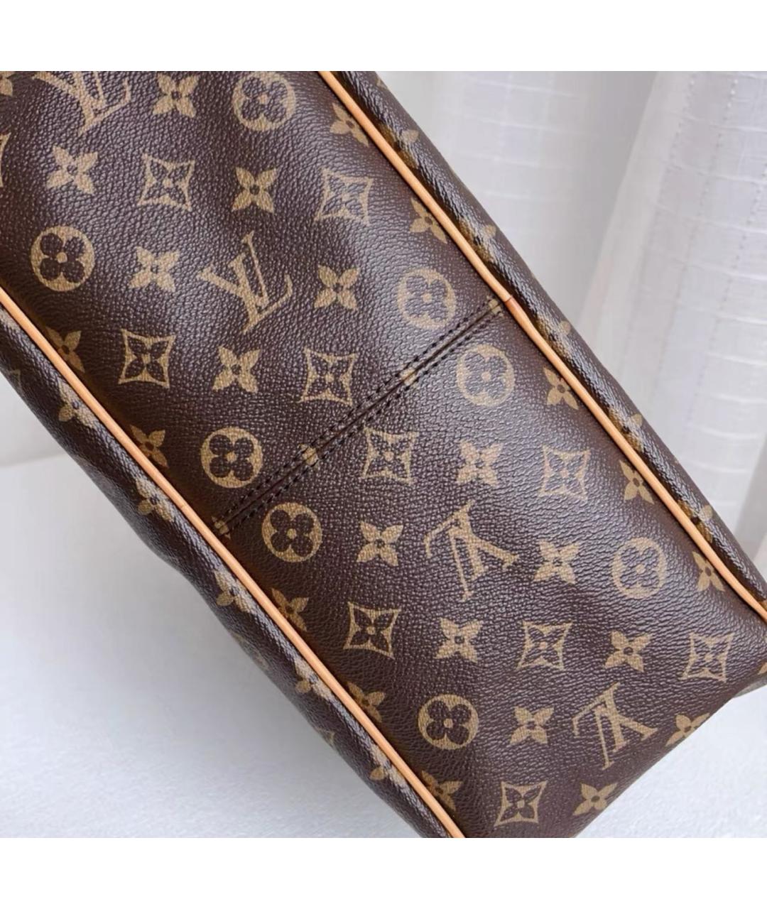 LOUIS VUITTON Коричневая кожаная сумка тоут, фото 7