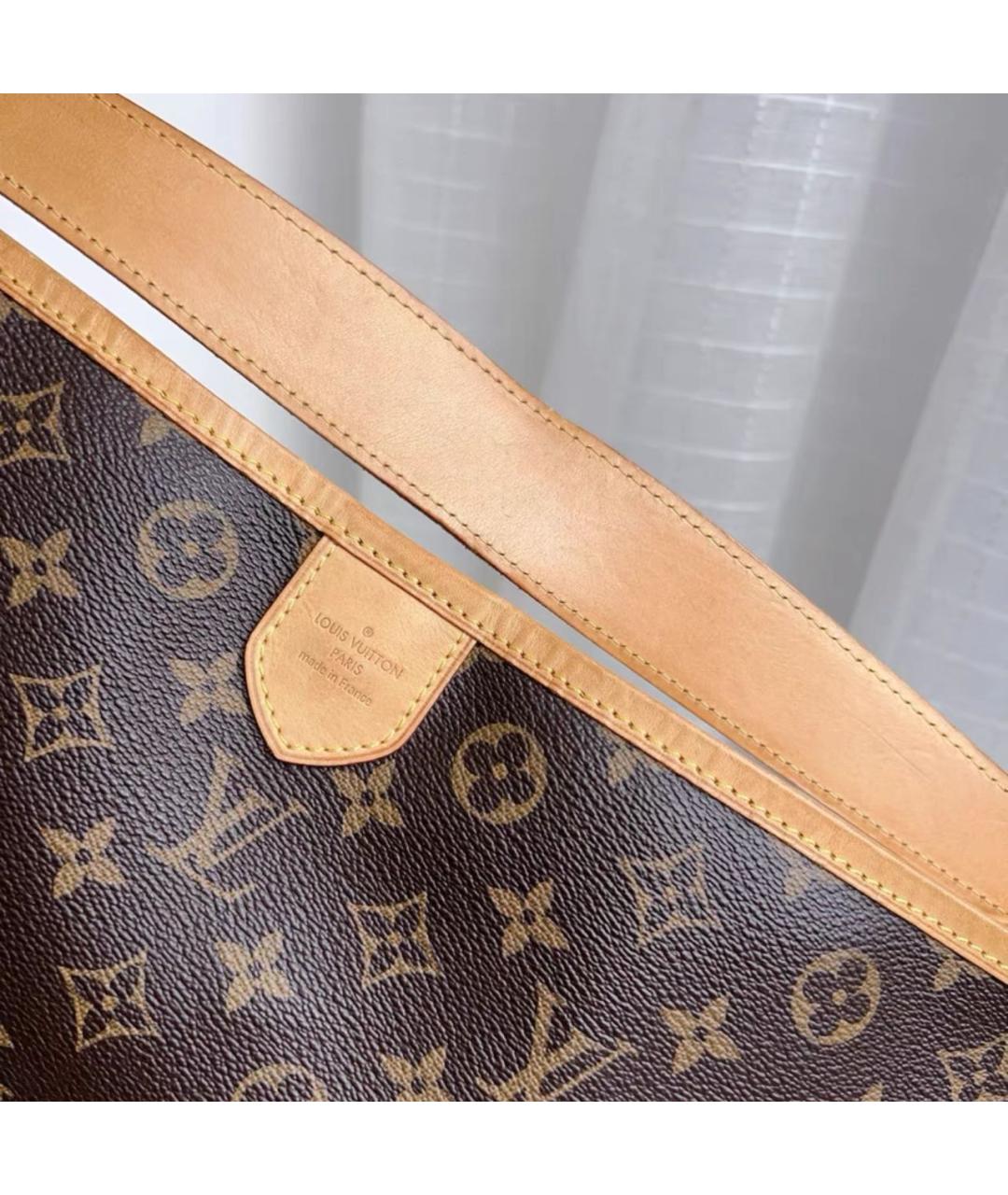LOUIS VUITTON Коричневая кожаная сумка тоут, фото 6