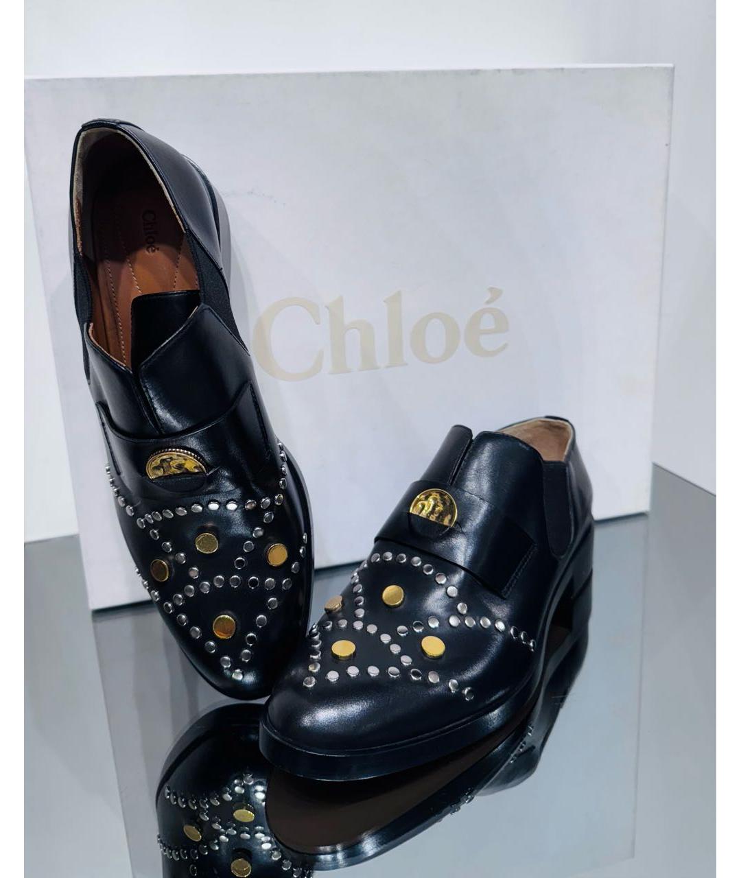 CHLOE Черные кожаные брогги и оксфорды, фото 6
