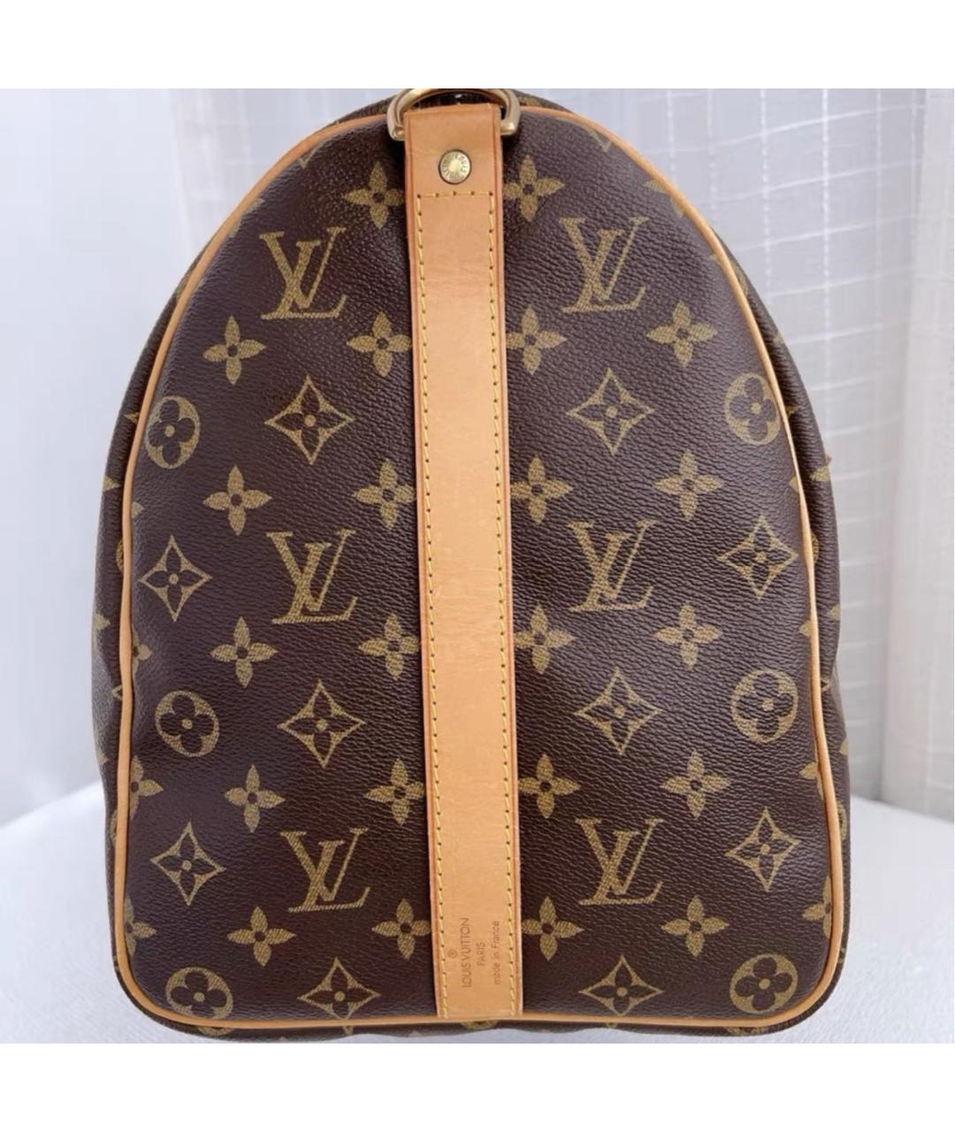 LOUIS VUITTON Коричневая кожаная дорожная/спортивная сумка, фото 3