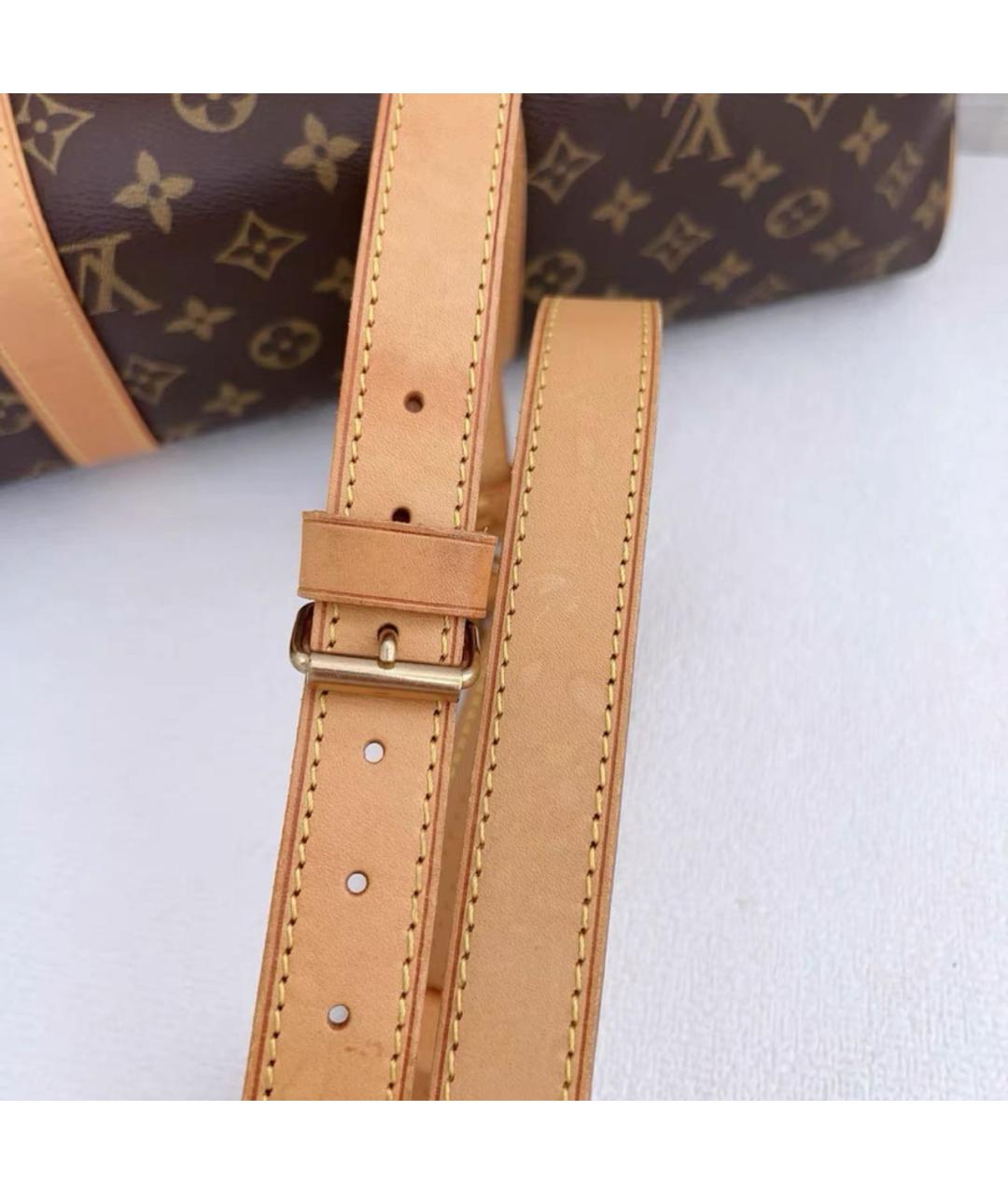 LOUIS VUITTON Коричневая кожаная дорожная/спортивная сумка, фото 6