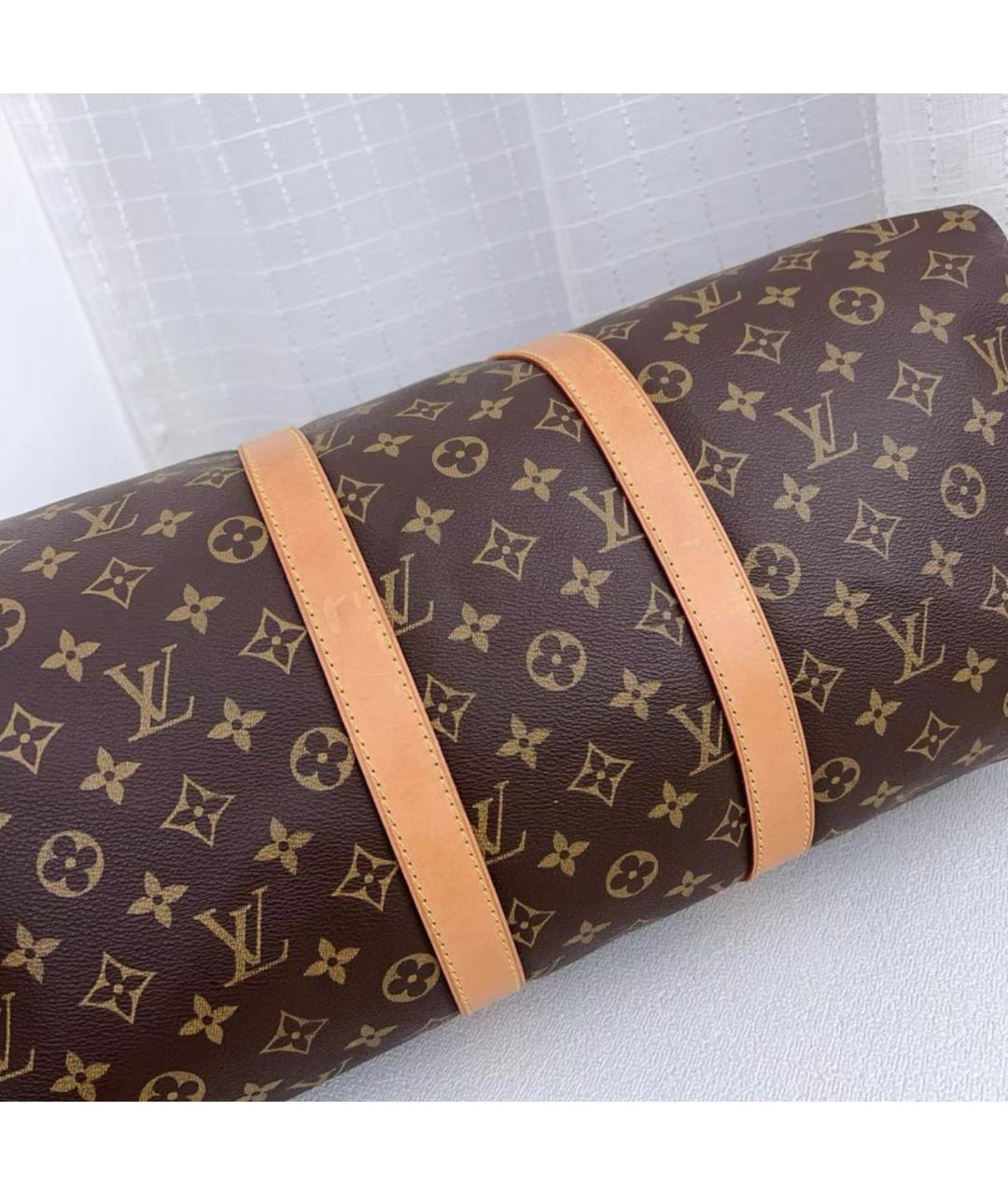 LOUIS VUITTON Коричневая кожаная дорожная/спортивная сумка, фото 5