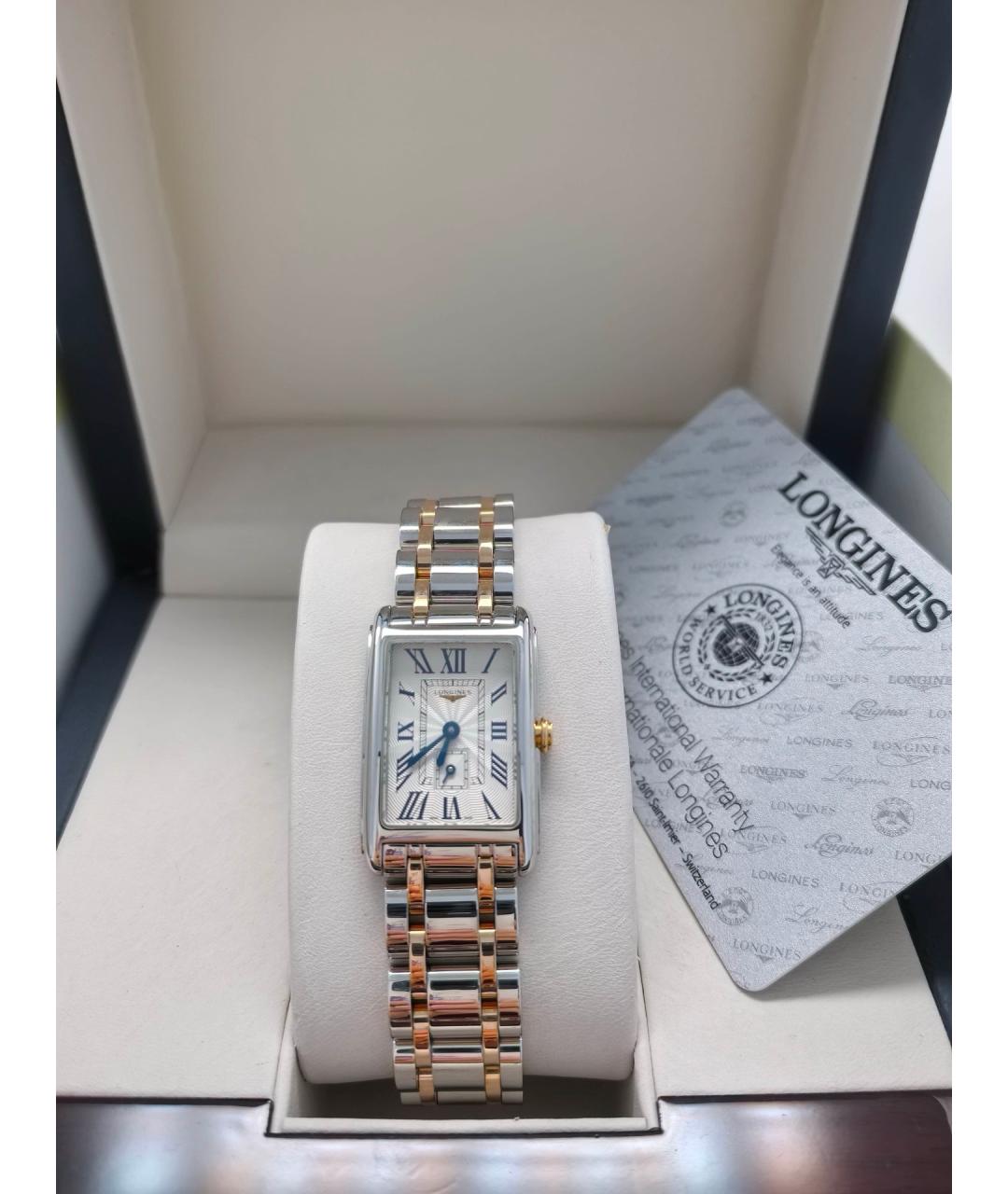 LONGINES Белые часы из золота и стали, фото 2