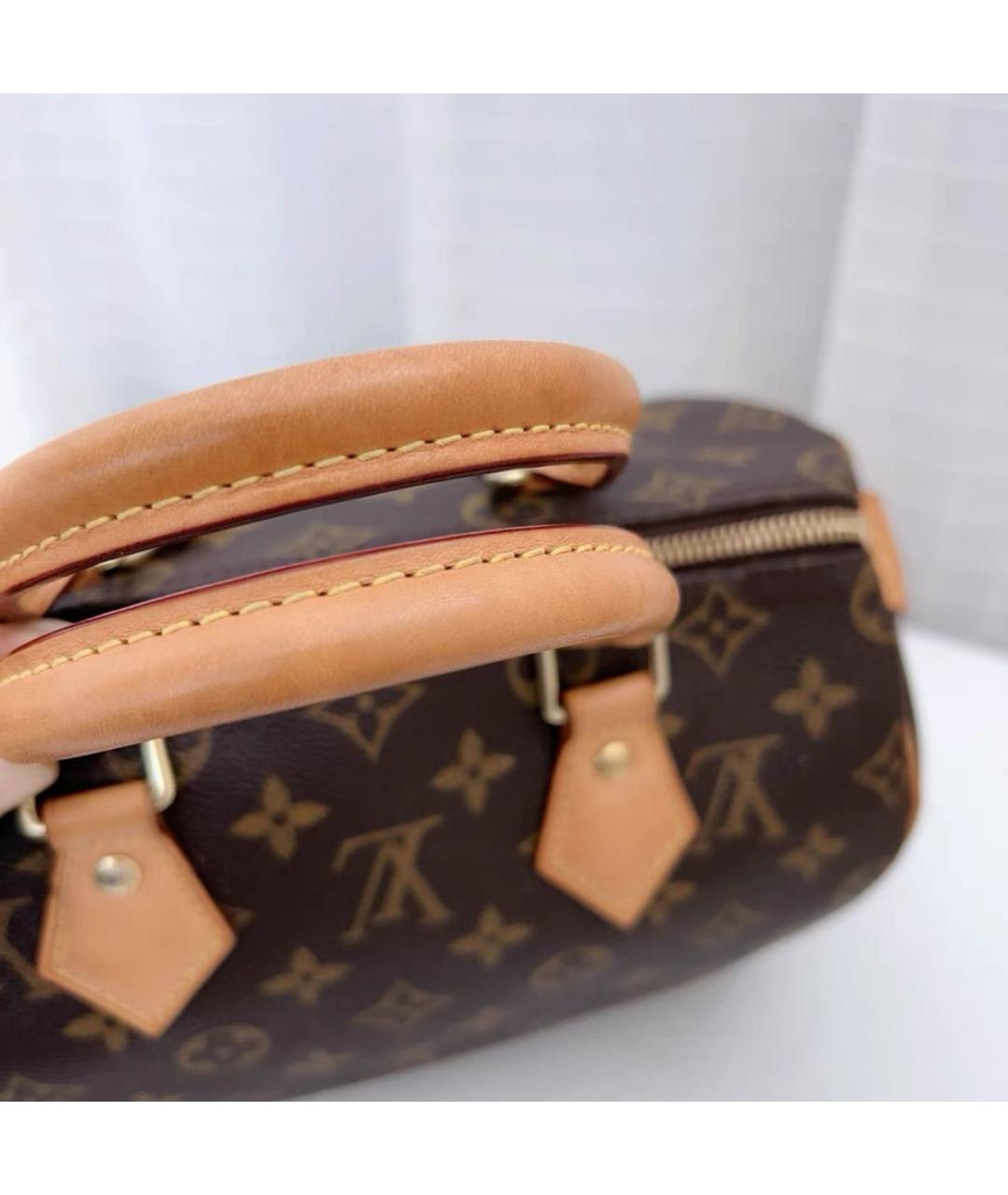 LOUIS VUITTON Коричневая кожаная сумка с короткими ручками, фото 5