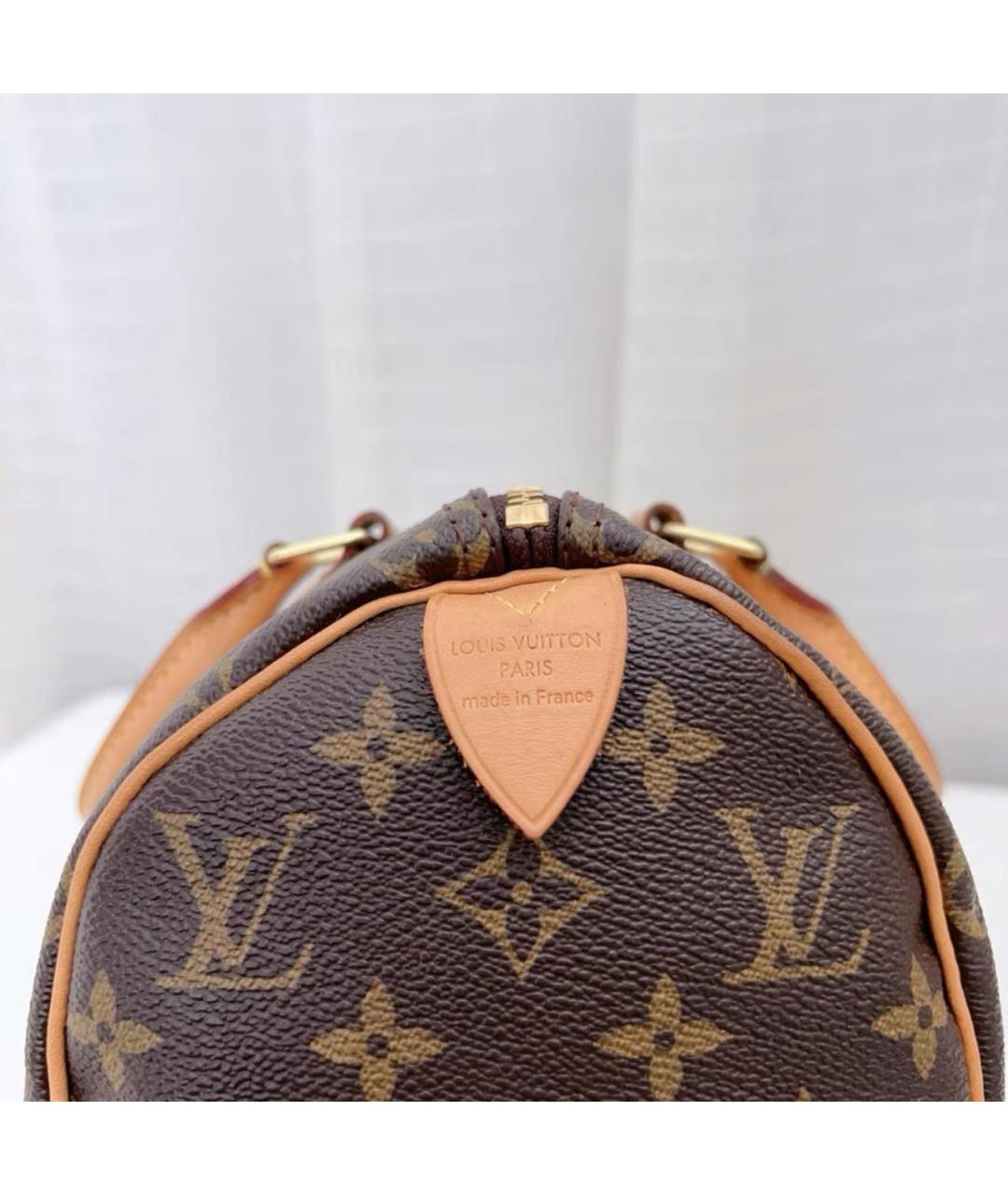 LOUIS VUITTON Коричневая кожаная сумка с короткими ручками, фото 7