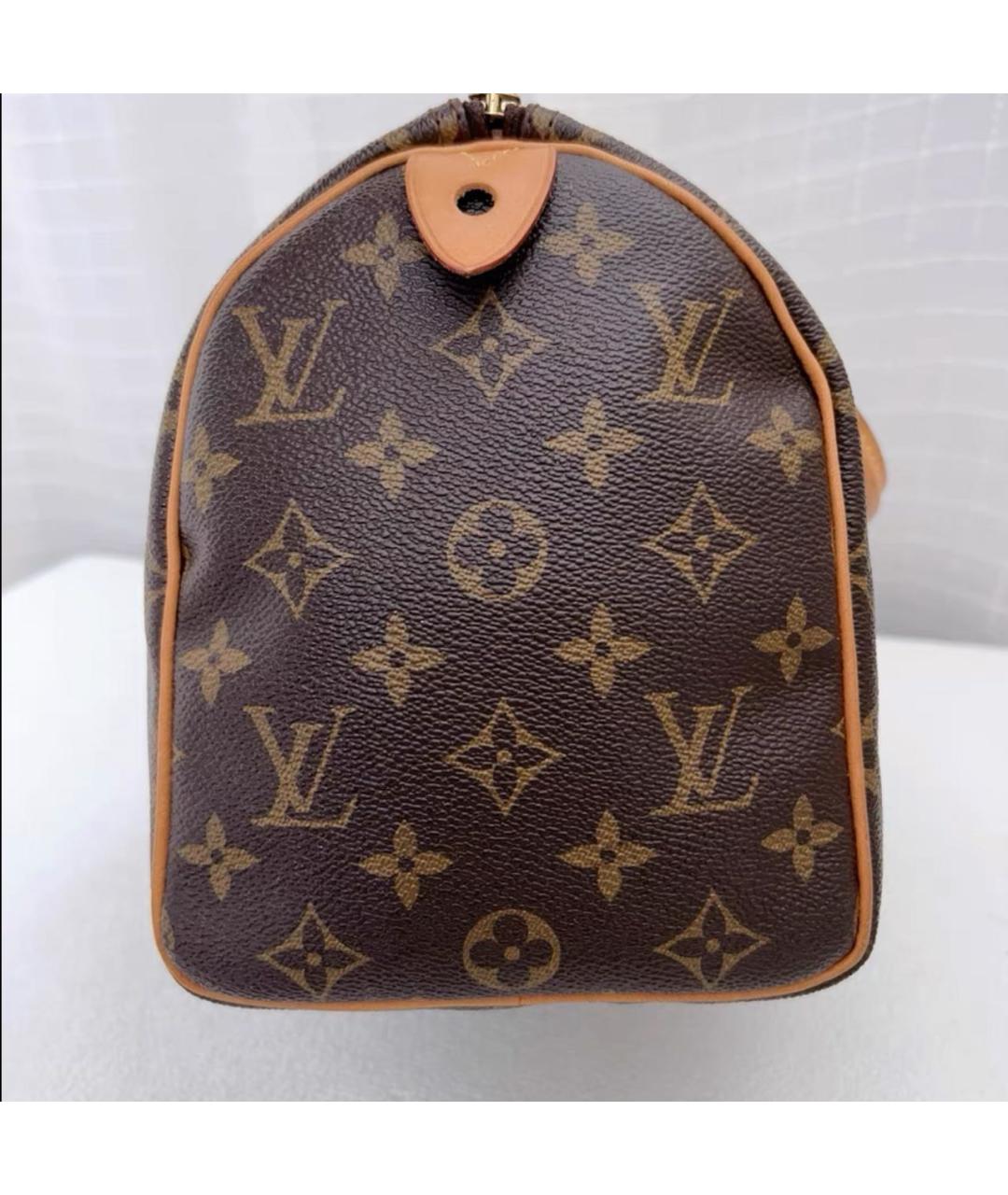 LOUIS VUITTON Коричневая кожаная сумка с короткими ручками, фото 4